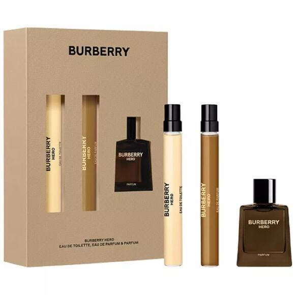 NEW MENS BURBERRY Hero Scent Spray Cedarwood Pine Woodsy Gift Box Travel Set - Picture 8 of 8